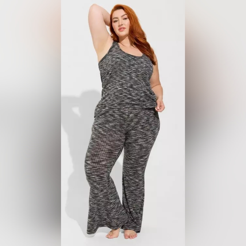 Torrid Hacci Space Dye Gray Tank Top and Pants Sleep/Casual Set